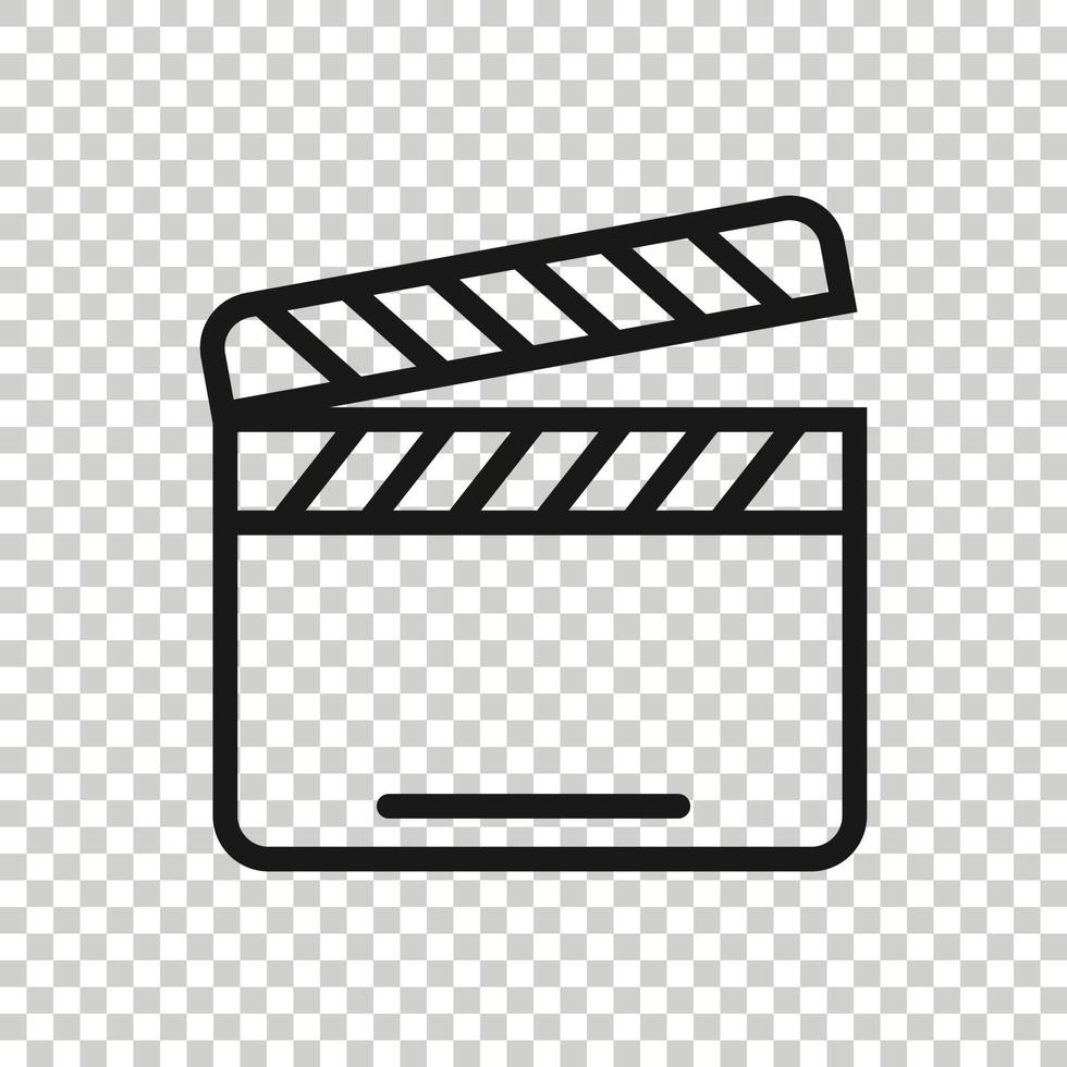 Filmsymbol im flachen Stil. Film-Vektor-Illustration auf weißem Hintergrund isoliert. Klöppel-Video-Geschäftskonzept. vektor