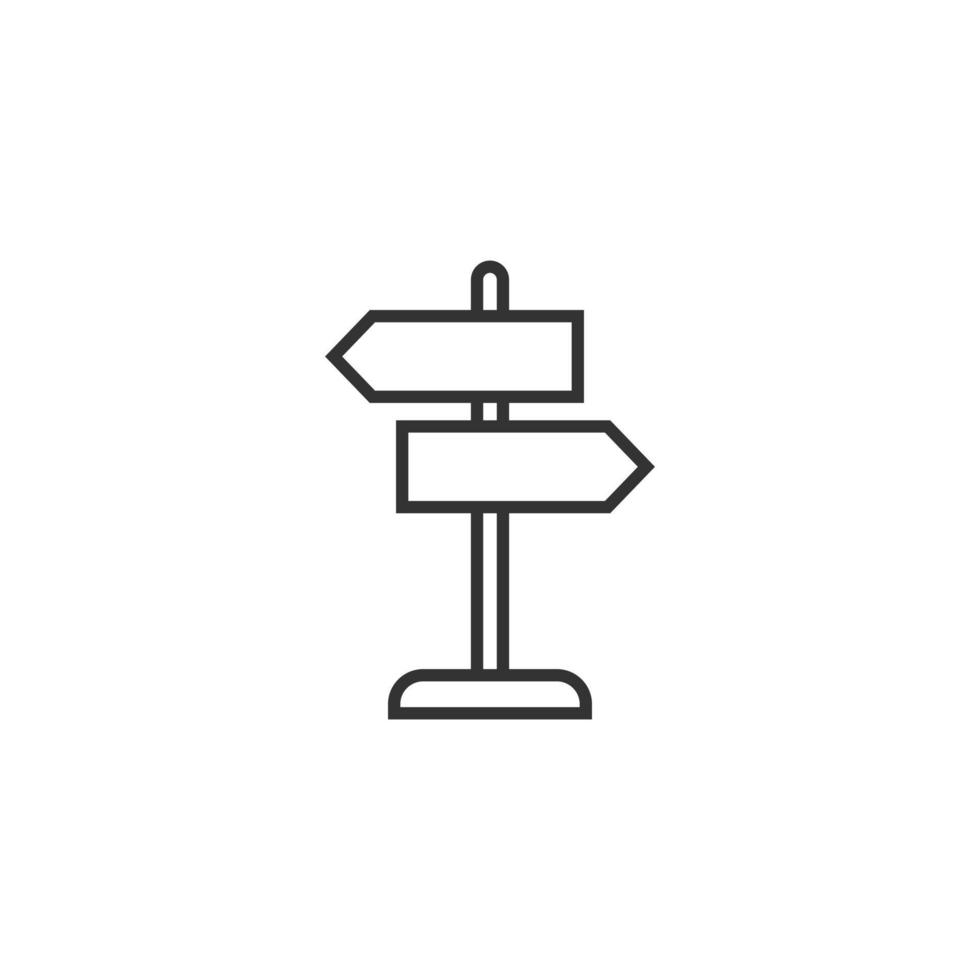 skiljeväg vägvisare ikon i platt stil. väg riktning vektor illustration på vit isolerat bakgrund. vägskylt företag begrepp.