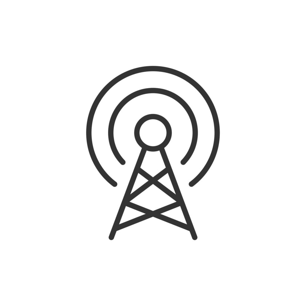 Antennenturm-Symbol im flachen Stil. Rundfunk-Vektor-Illustration auf weißem Hintergrund isoliert. WLAN-Geschäftskonzept. vektor