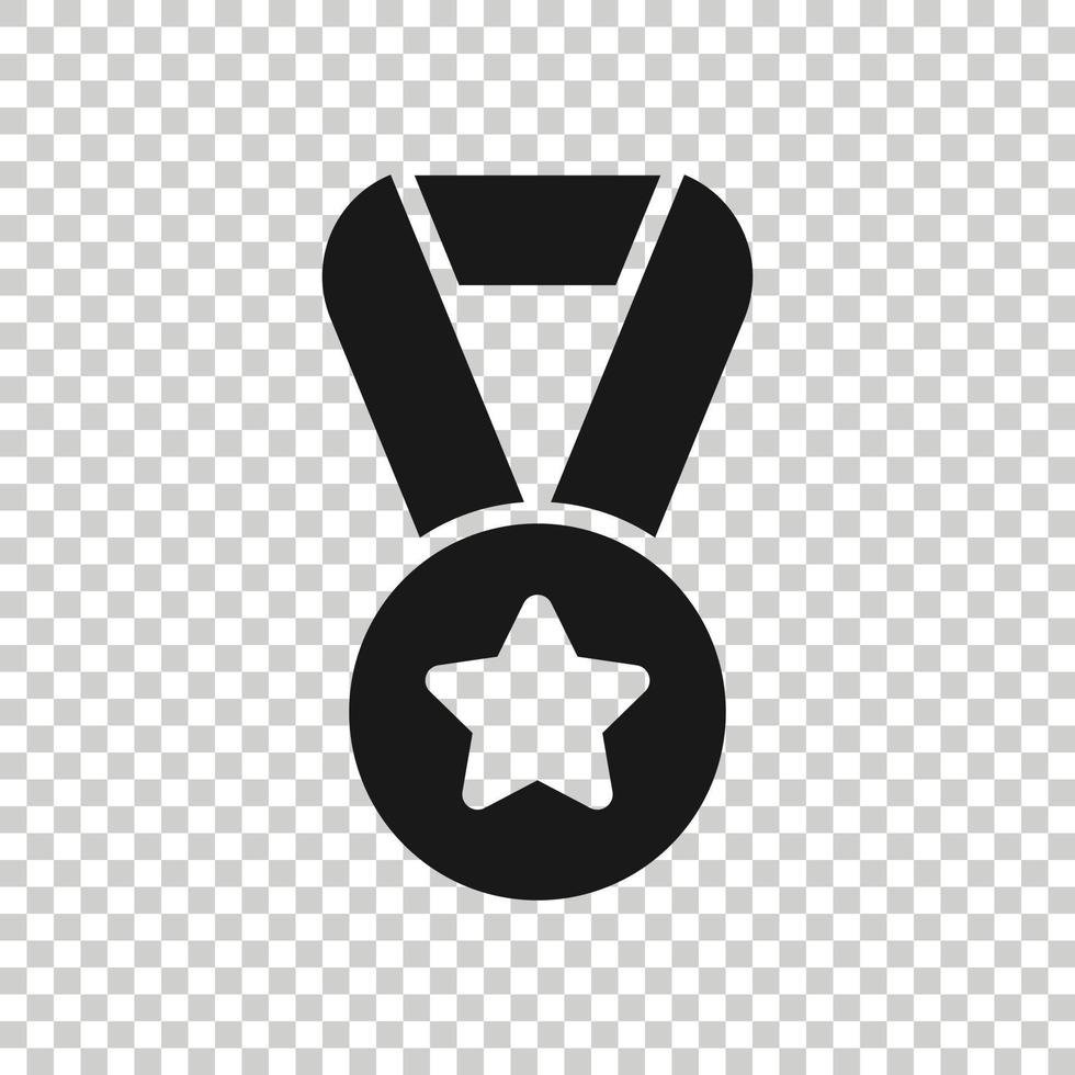 medalj ikon i platt stil. pris- tecken vektor illustration på vit isolerat bakgrund. trofén tilldela företag begrepp.