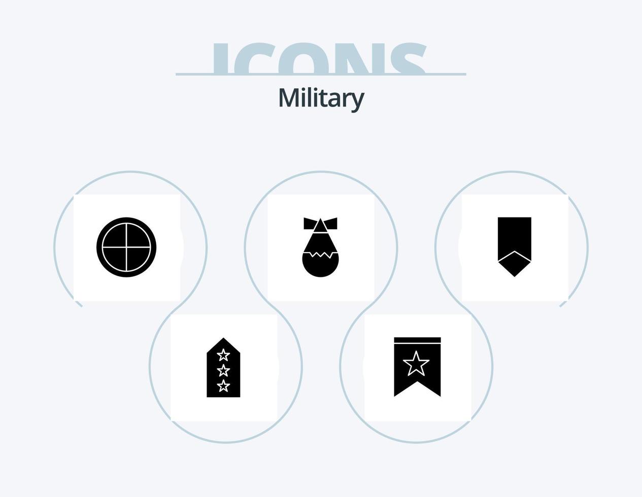 militär glyf ikon packa 5 ikon design. prestation. militär. stjärna. bomba. soldat vektor