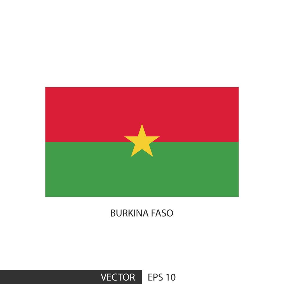 burkina faso quadratische flagge auf weißem hintergrund und angeben ist vektor eps10.