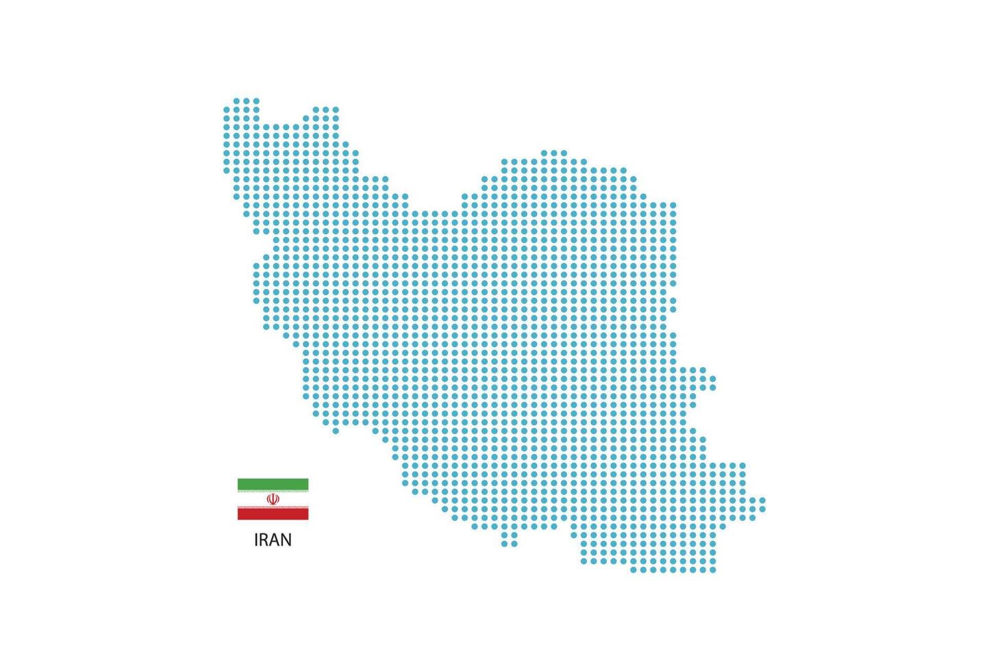iran-kartenentwurf blauer kreis, weißer hintergrund mit iran-flagge. vektor
