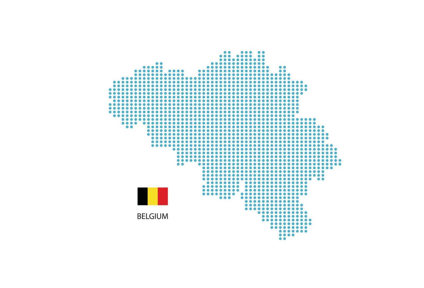 Belgien Kartendesign blauer Kreis, weißer Hintergrund mit belgischer Flagge. vektor