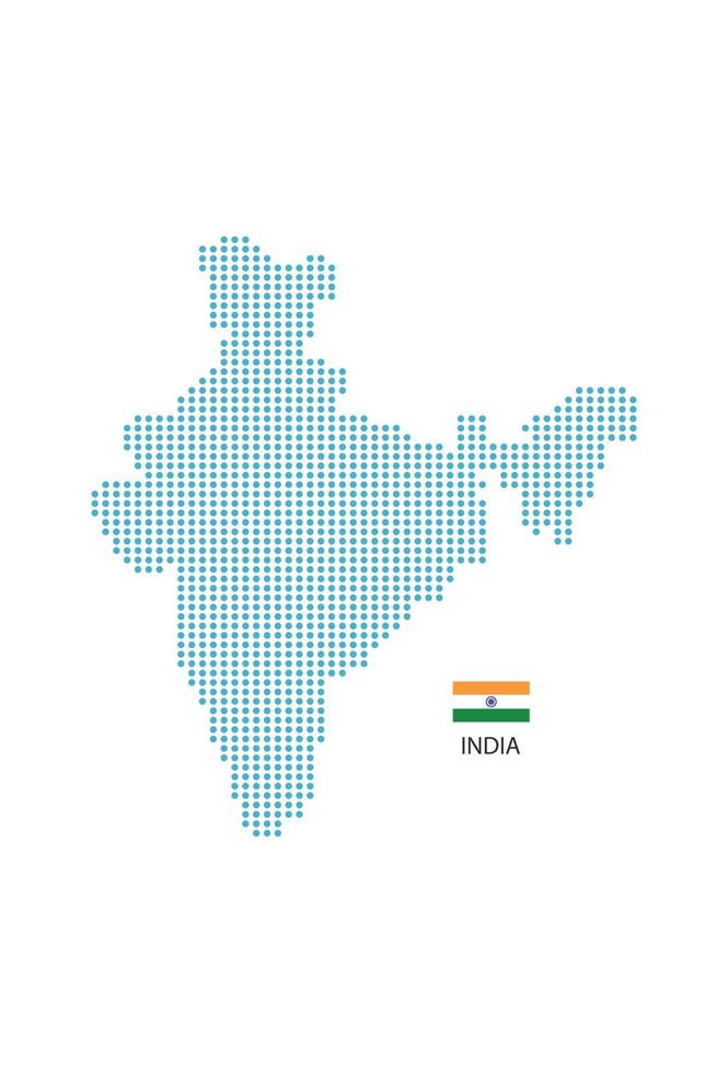 Indien-Kartenentwurf blauer Kreis, weißer Hintergrund mit Indien-Flagge. vektor