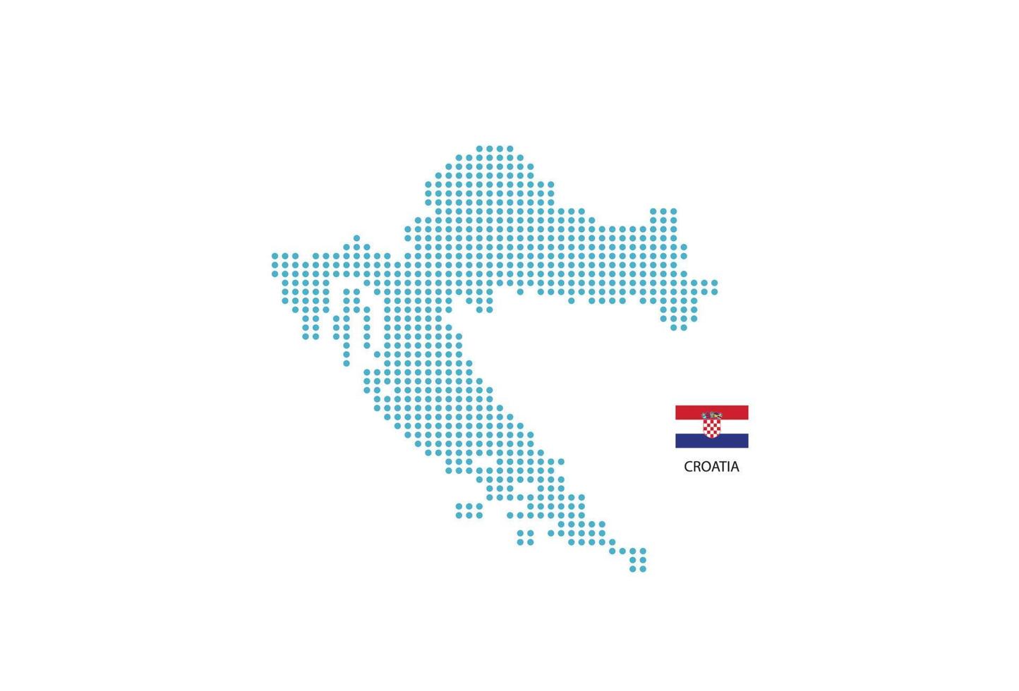 kroatien-kartenentwurf blauer kreis, weißer hintergrund mit kroatien-flagge. vektor
