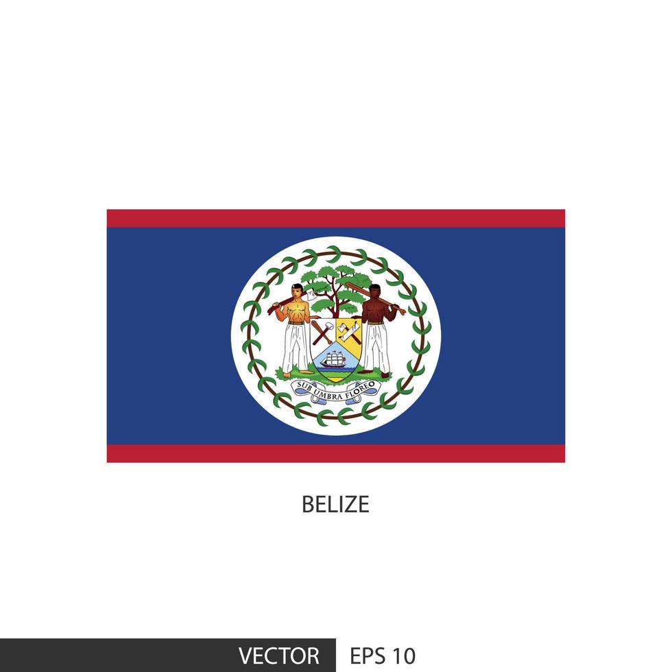 Belize quadratische Flagge auf weißem Hintergrund und angeben, ist Vektor eps10.