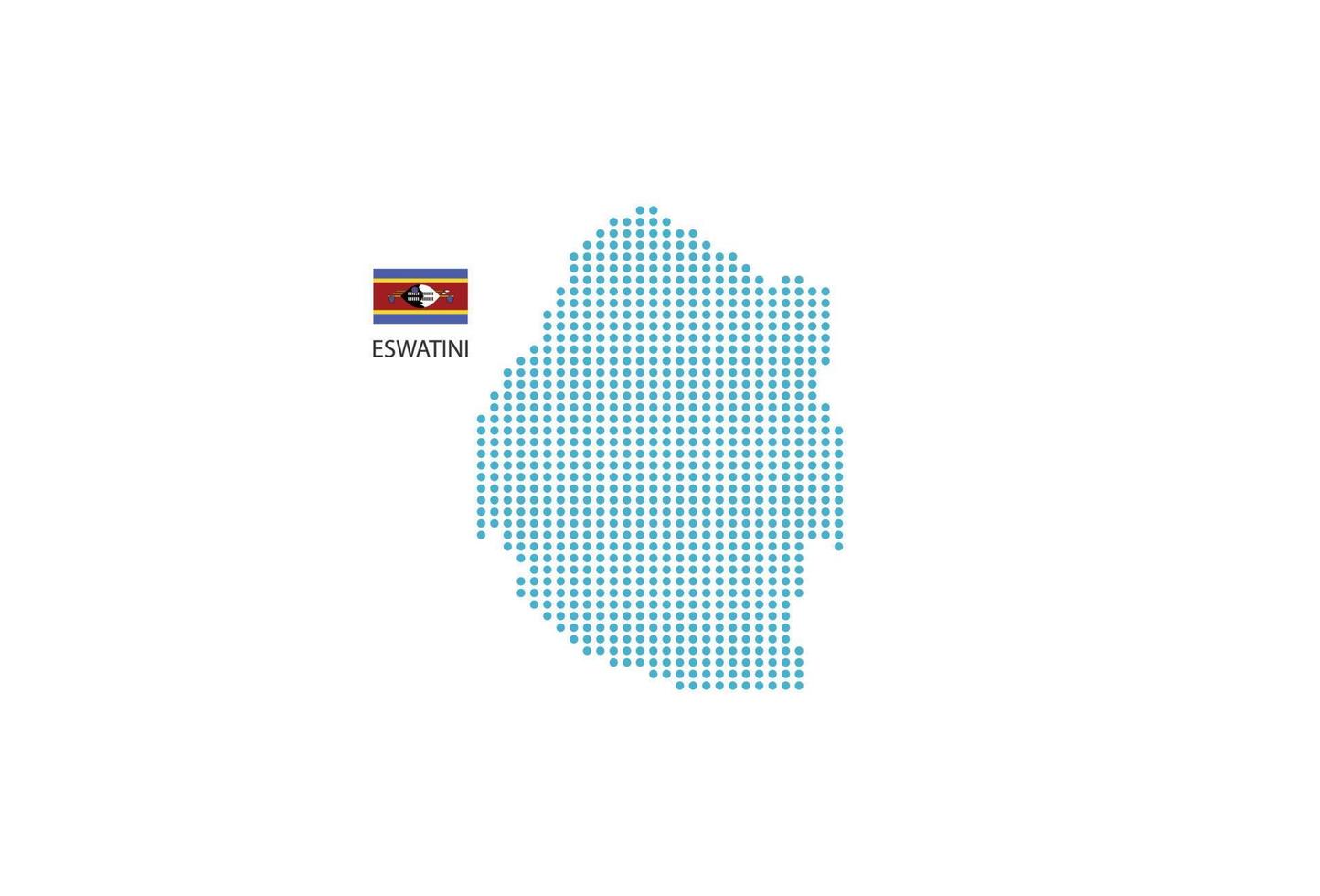 eswatini-kartendesign blauer kreis, weißer hintergrund mit eswatini-flagge. vektor