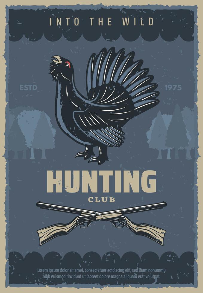 jagd vintage banner mit jägergewehr und vogel vektor