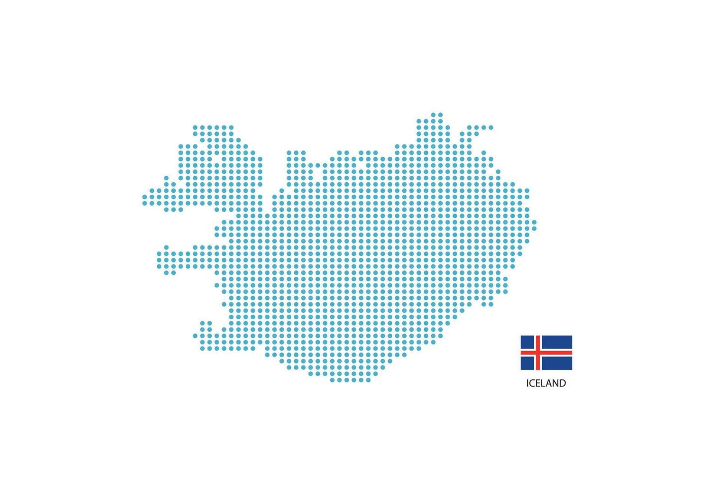 Island-Kartendesign blauer Kreis, weißer Hintergrund mit Island-Flagge. vektor