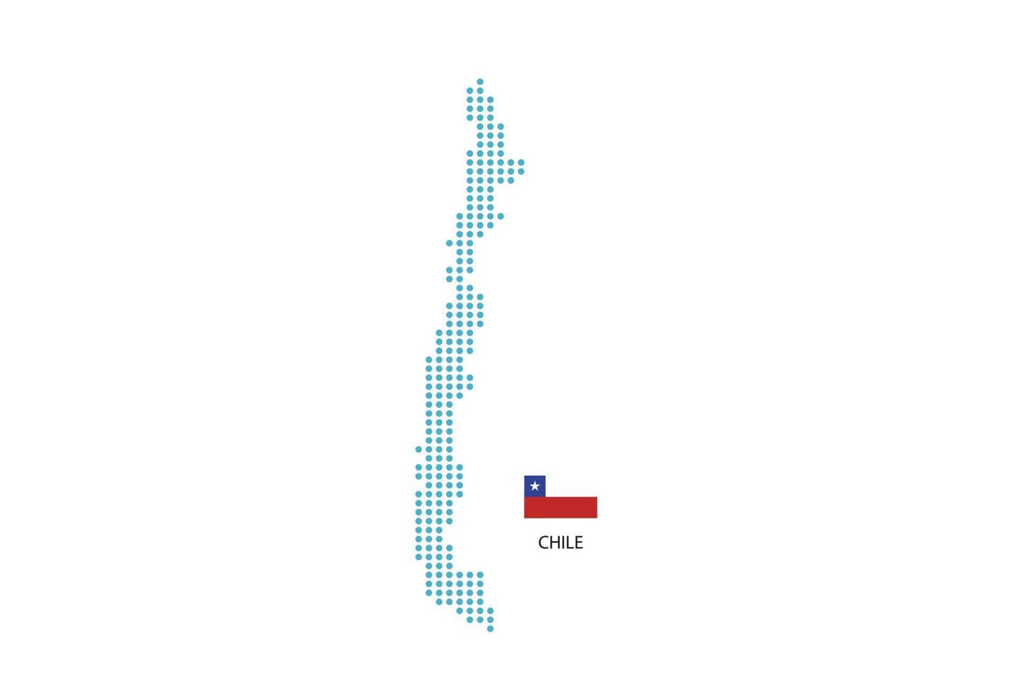 chile Karta design blå cirkel, vit bakgrund med chile flagga. vektor