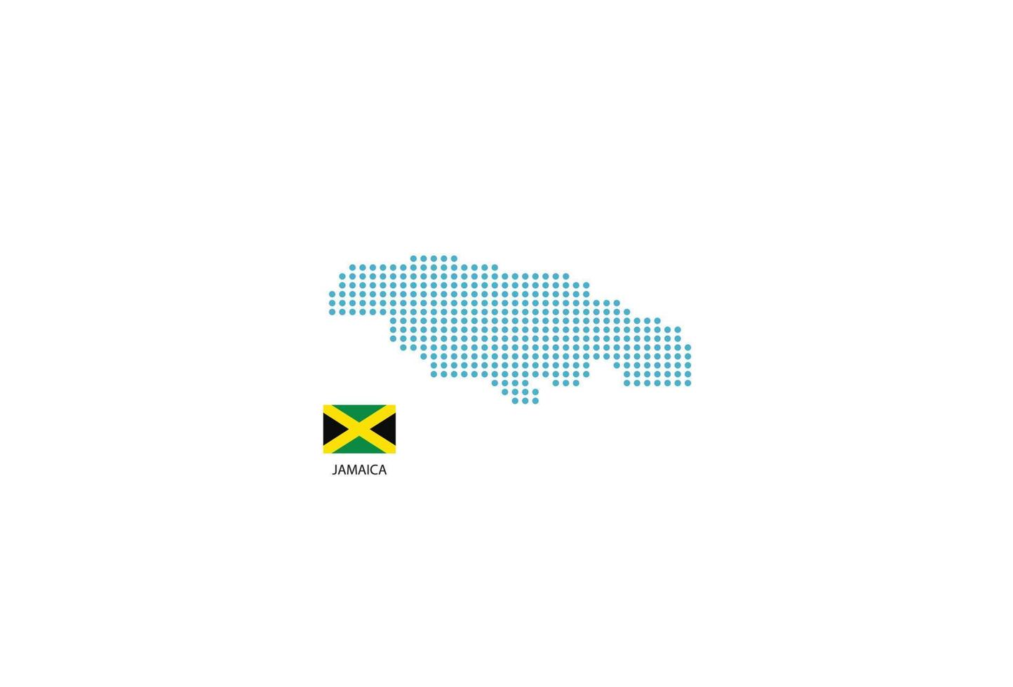 Jamaika-Kartendesign blauer Kreis, weißer Hintergrund mit Jamaika-Flagge. vektor