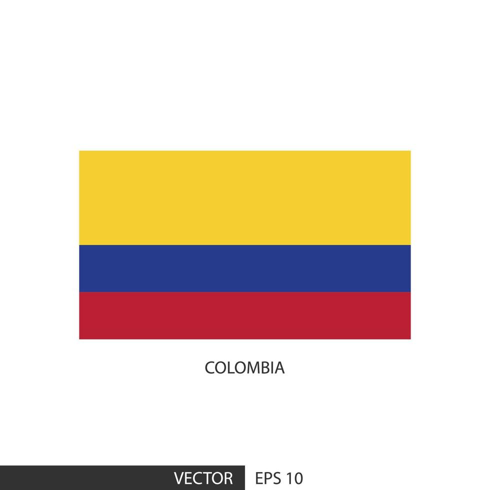 kolumbien quadratische flagge auf weißem hintergrund und angeben ist vektor eps10.