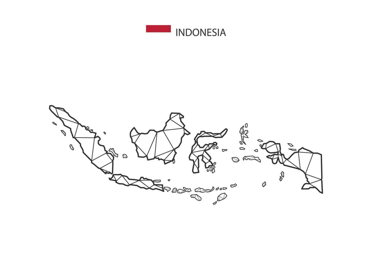 Mosaik-Dreiecke Kartenstil von Indonesien isoliert auf weißem Hintergrund. abstraktes Design für Vektor. vektor