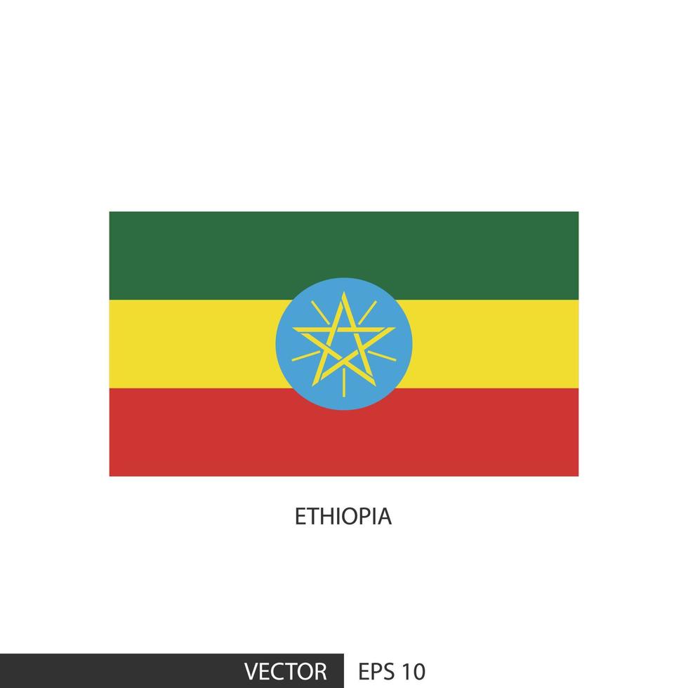 Äthiopien quadratische Flagge auf weißem Hintergrund und angeben ist Vektor eps10.