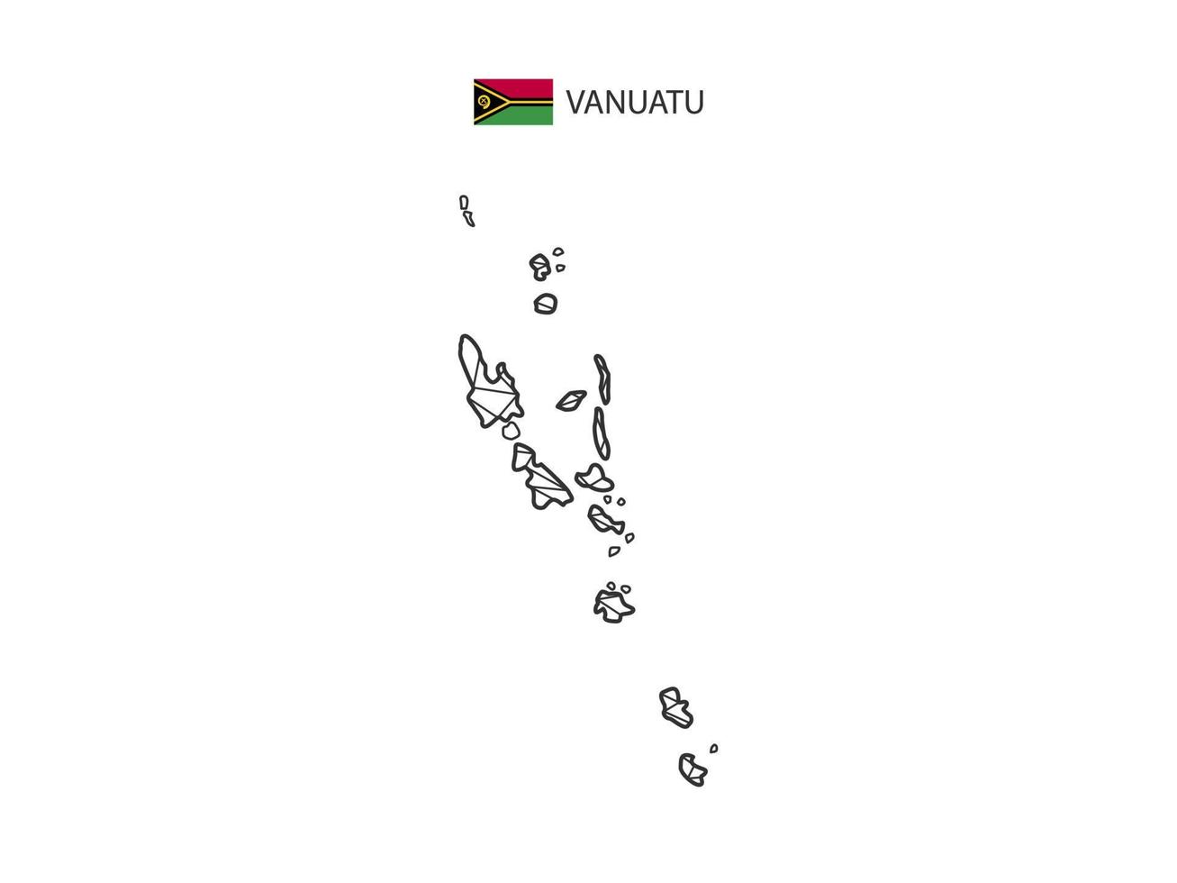 Mosaik-Dreiecke Kartenstil von Vanuatu isoliert auf weißem Hintergrund. abstraktes Design für Vektor. vektor