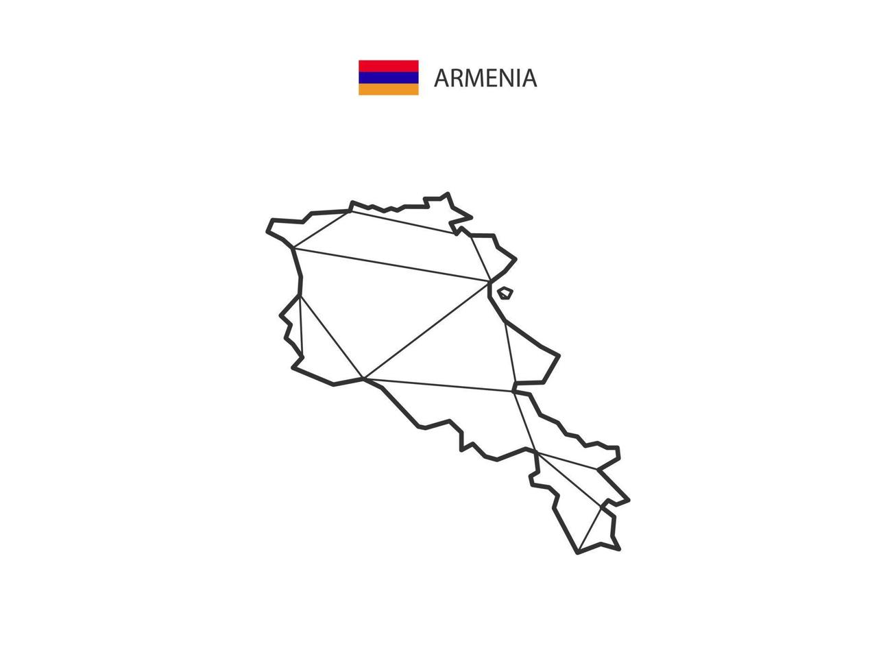 mosaik- trianglar Karta stil av armenia isolerat på en vit bakgrund. abstrakt design för vektor. vektor