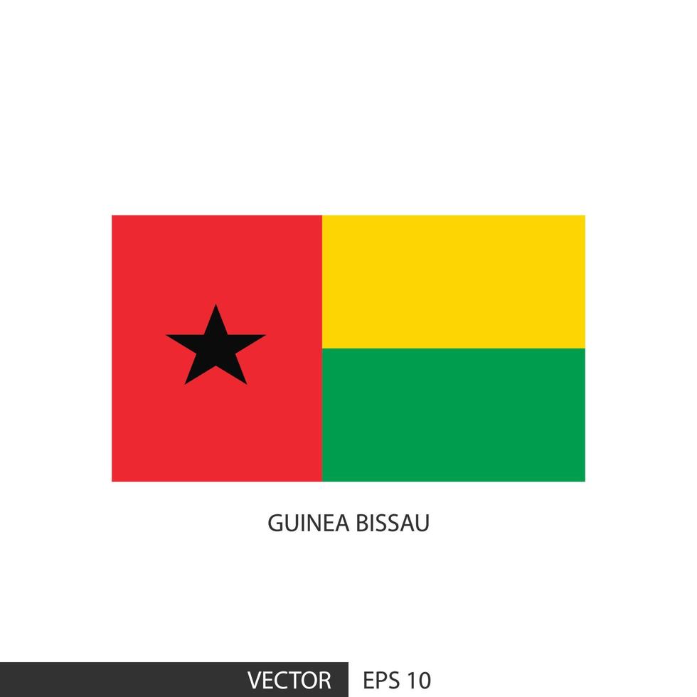 guinea-bissau-quadratische flagge auf weißem hintergrund und angeben ist vektor eps10.