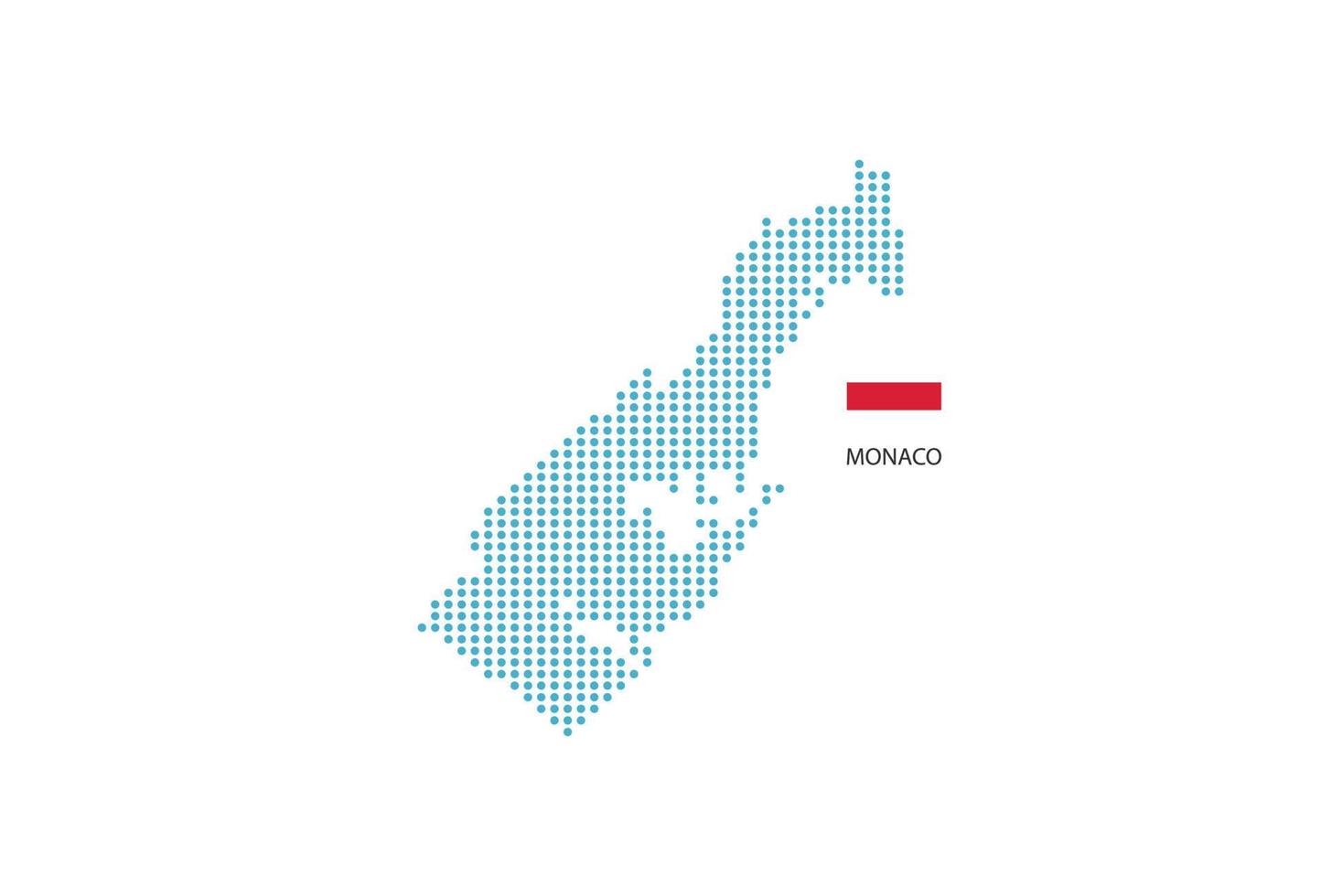 Monaco Karta design blå cirkel, vit bakgrund med Monaco flagga. vektor