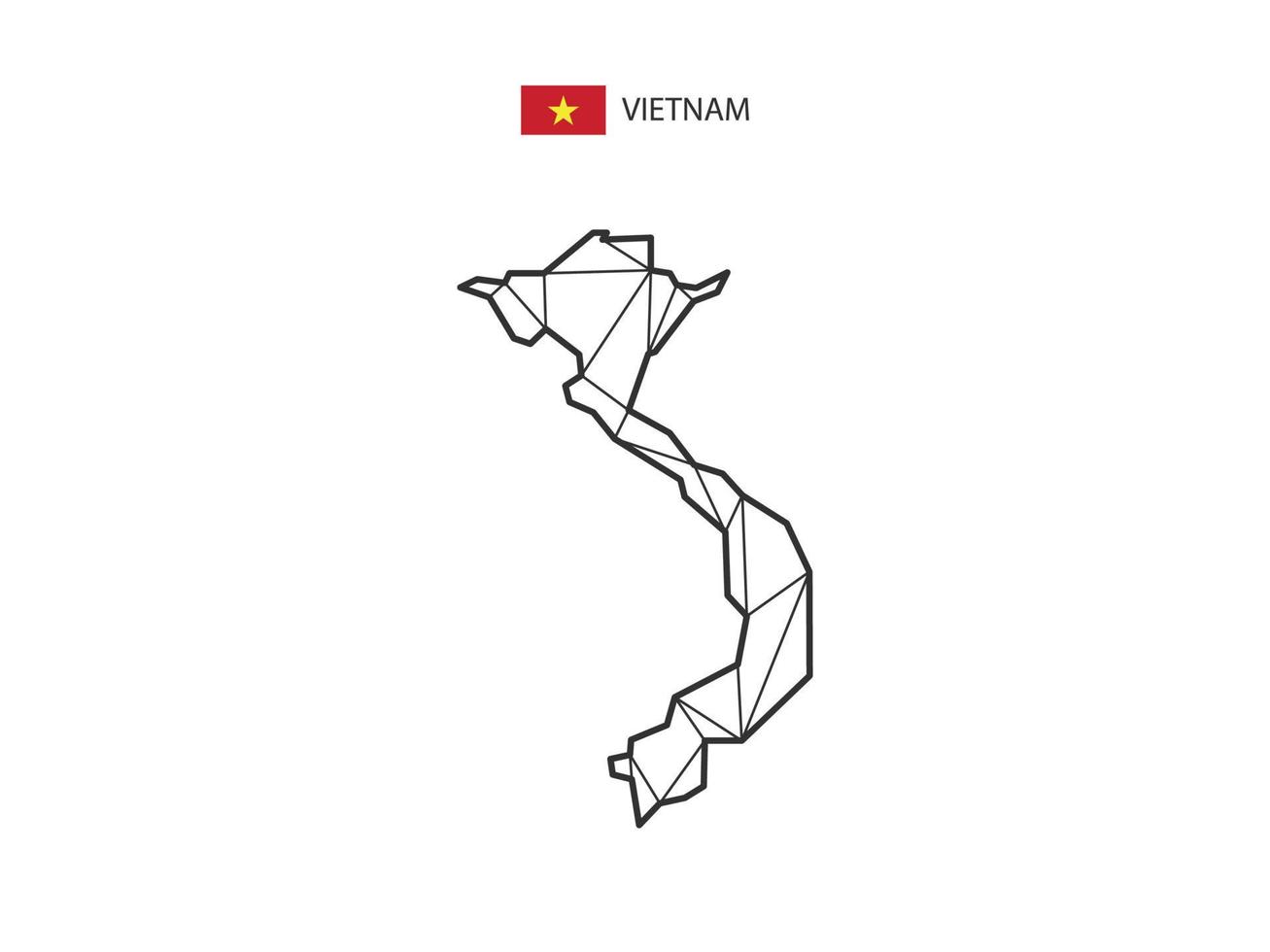 Mosaik-Dreiecke Kartenstil von Vietnam isoliert auf weißem Hintergrund. abstraktes Design für Vektor. vektor