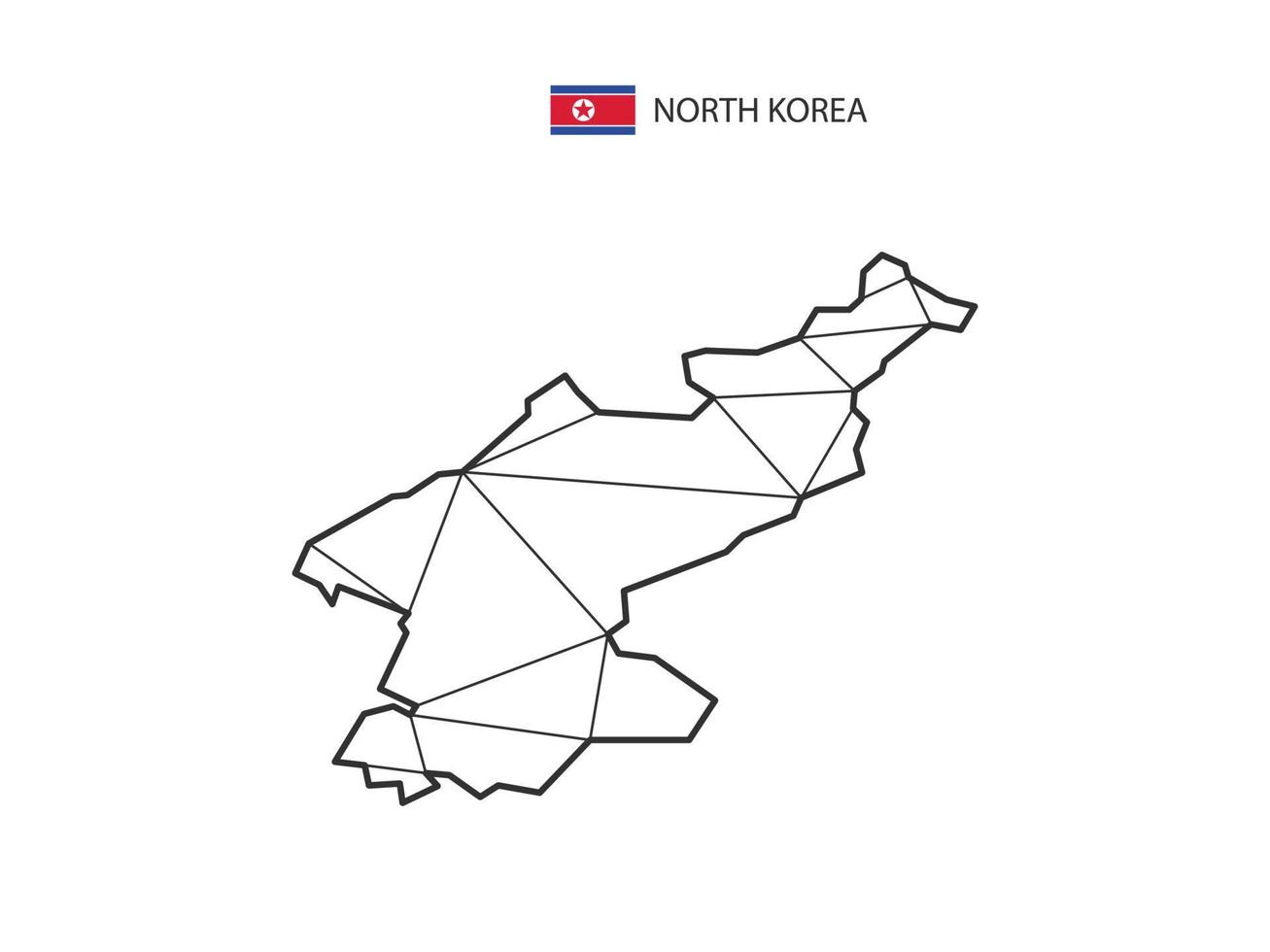 mosaik- trianglar Karta stil av norr korea isolerat på en vit bakgrund. abstrakt design för vektor. vektor