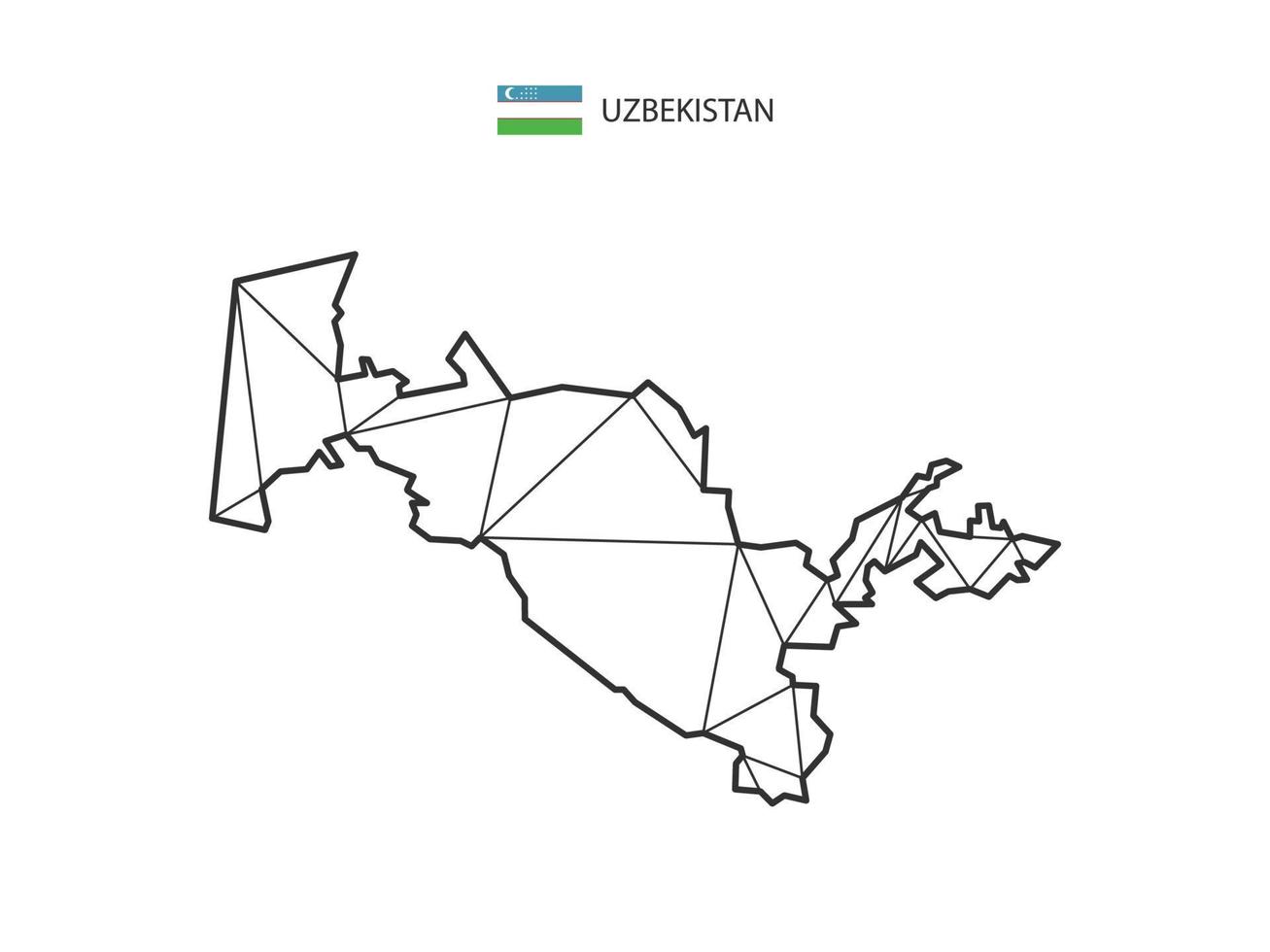 mosaik- trianglar Karta stil av uzbekistan isolerat på en vit bakgrund. abstrakt design för vektor. vektor