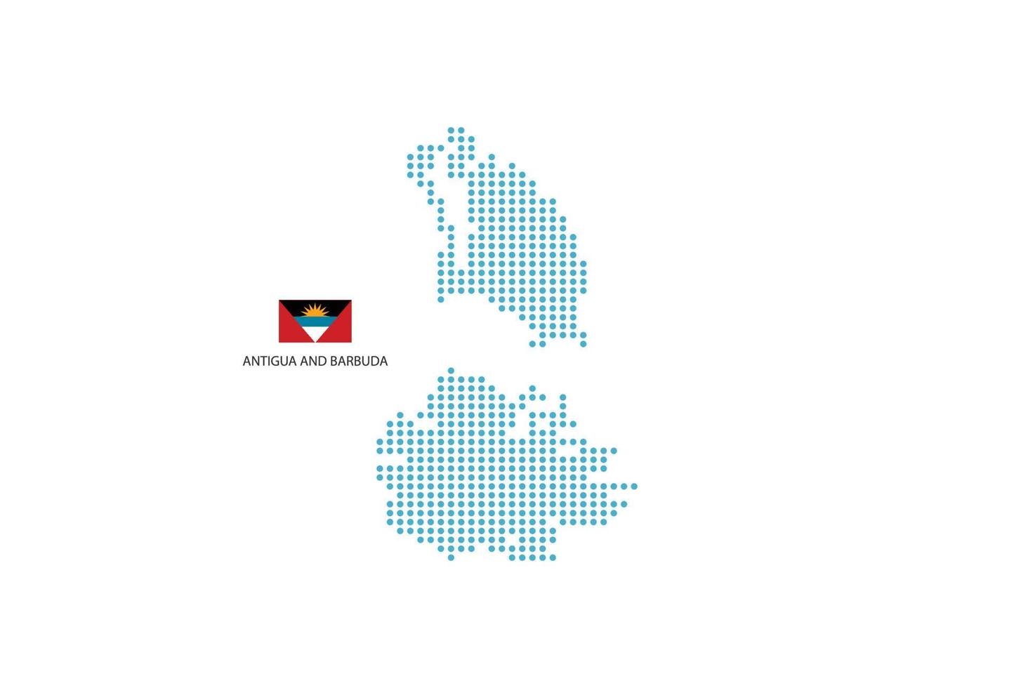 antigua och barbuda Karta design blå cirkel, vit bakgrund med antigua och barbuda flagga. vektor