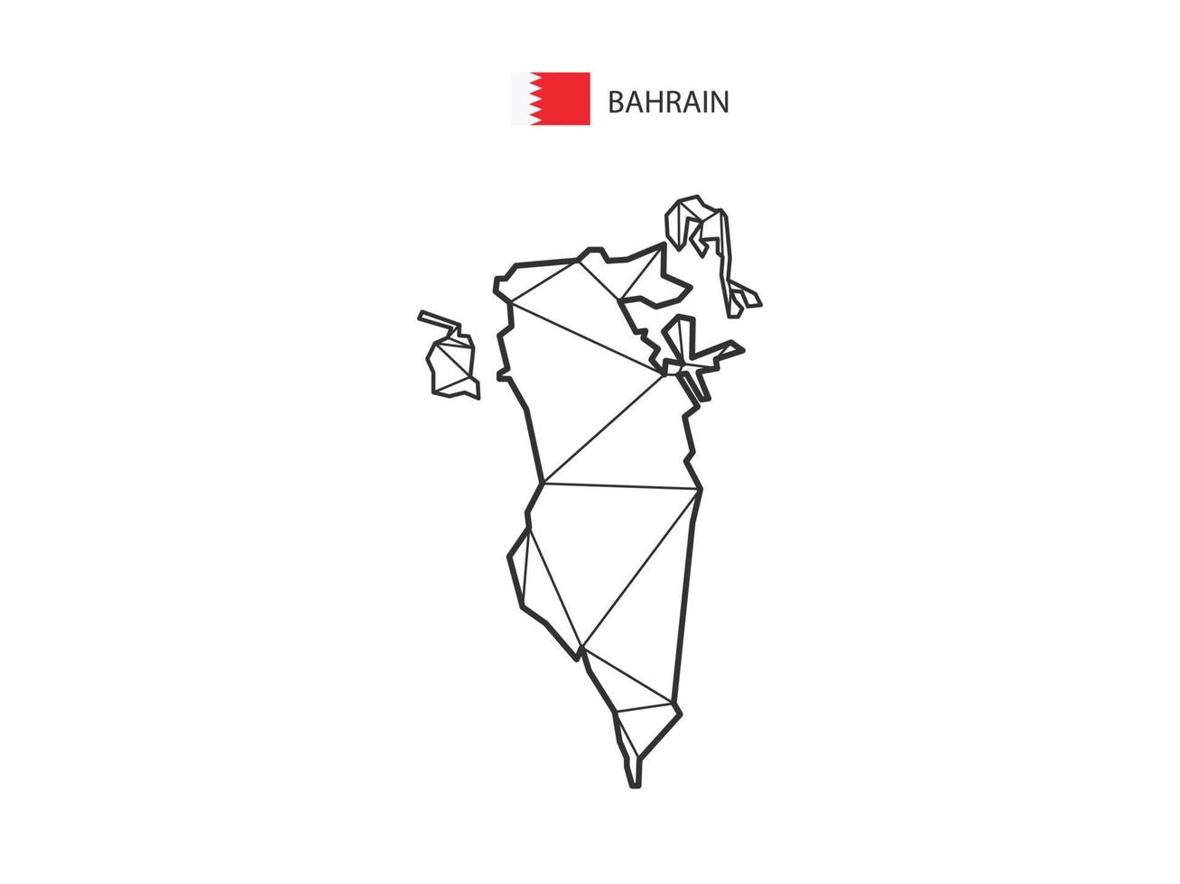 mosaik- trianglar Karta stil av bahrain isolerat på en vit bakgrund. abstrakt design för vektor. vektor