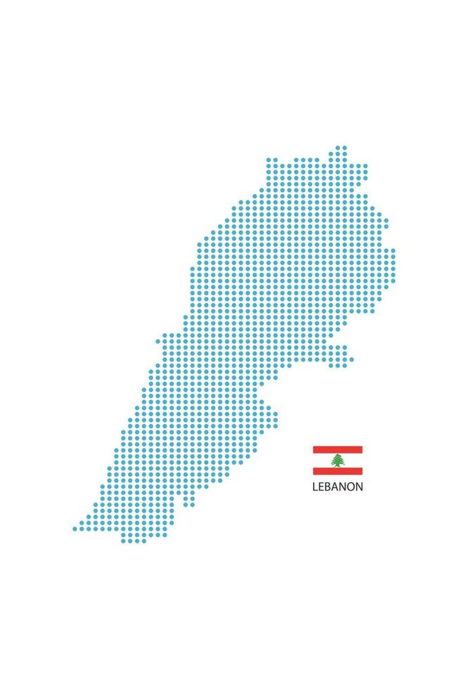 libanon Karta design blå cirkel, vit bakgrund med libanon flagga. vektor