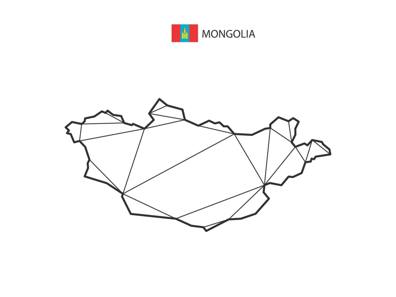 mosaik- trianglar Karta stil av mongoliet isolerat på en vit bakgrund. abstrakt design för vektor. vektor