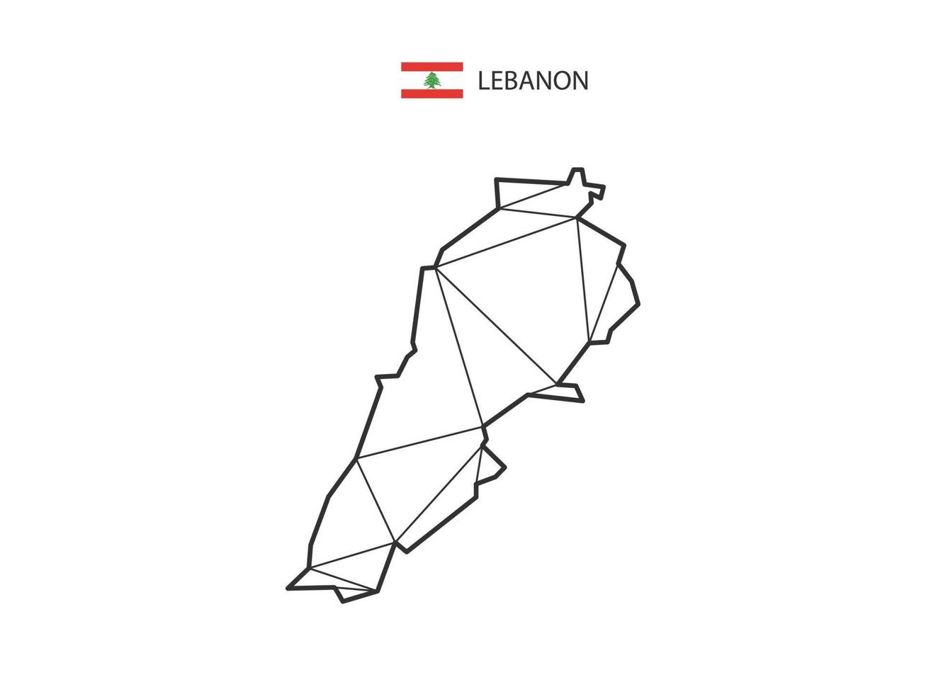 mosaik- trianglar Karta stil av libanon isolerat på en vit bakgrund. abstrakt design för vektor. vektor