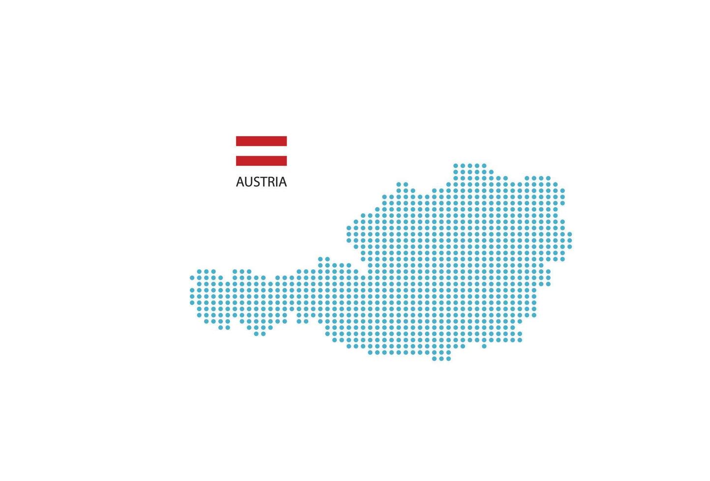 österreich kartendesign blauer kreis, weißer hintergrund mit österreich flagge. vektor
