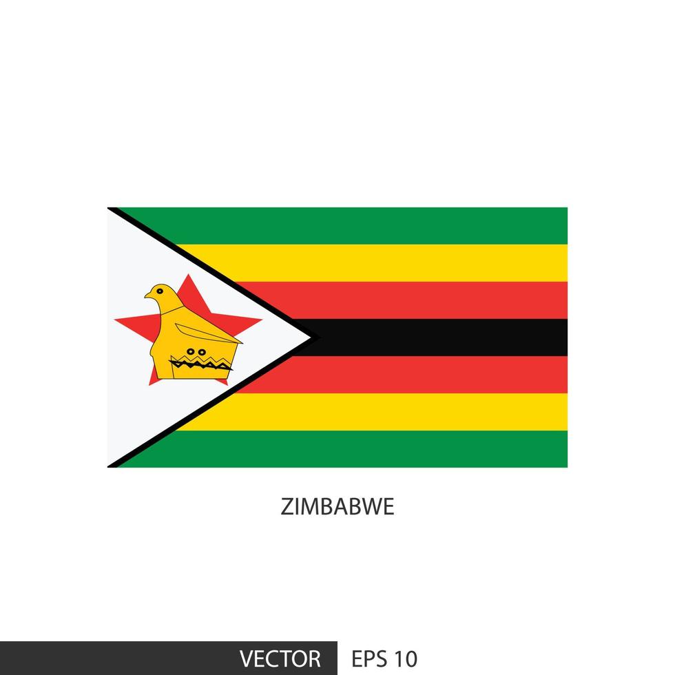 simbabwe quadratische flagge auf weißem hintergrund und angeben ist vektor eps10.