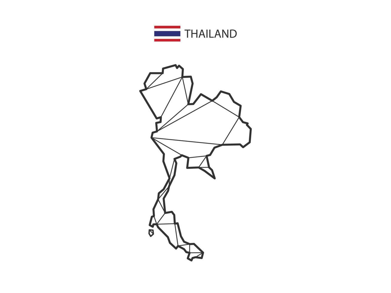 Mosaik-Dreiecke Kartenstil von Thailand isoliert auf weißem Hintergrund. abstraktes Design für Vektor. vektor