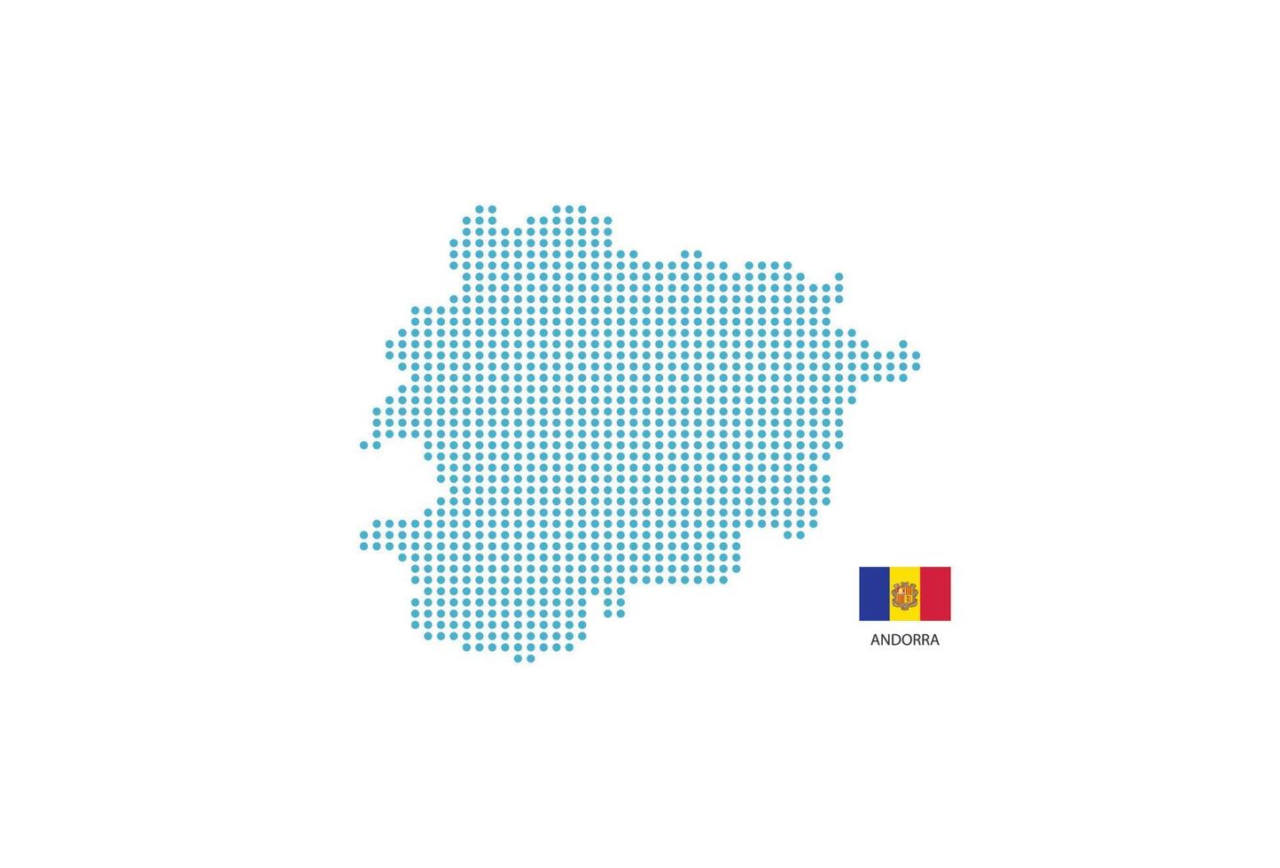 andorra Karta design blå cirkel, vit bakgrund med andorra flagga. vektor