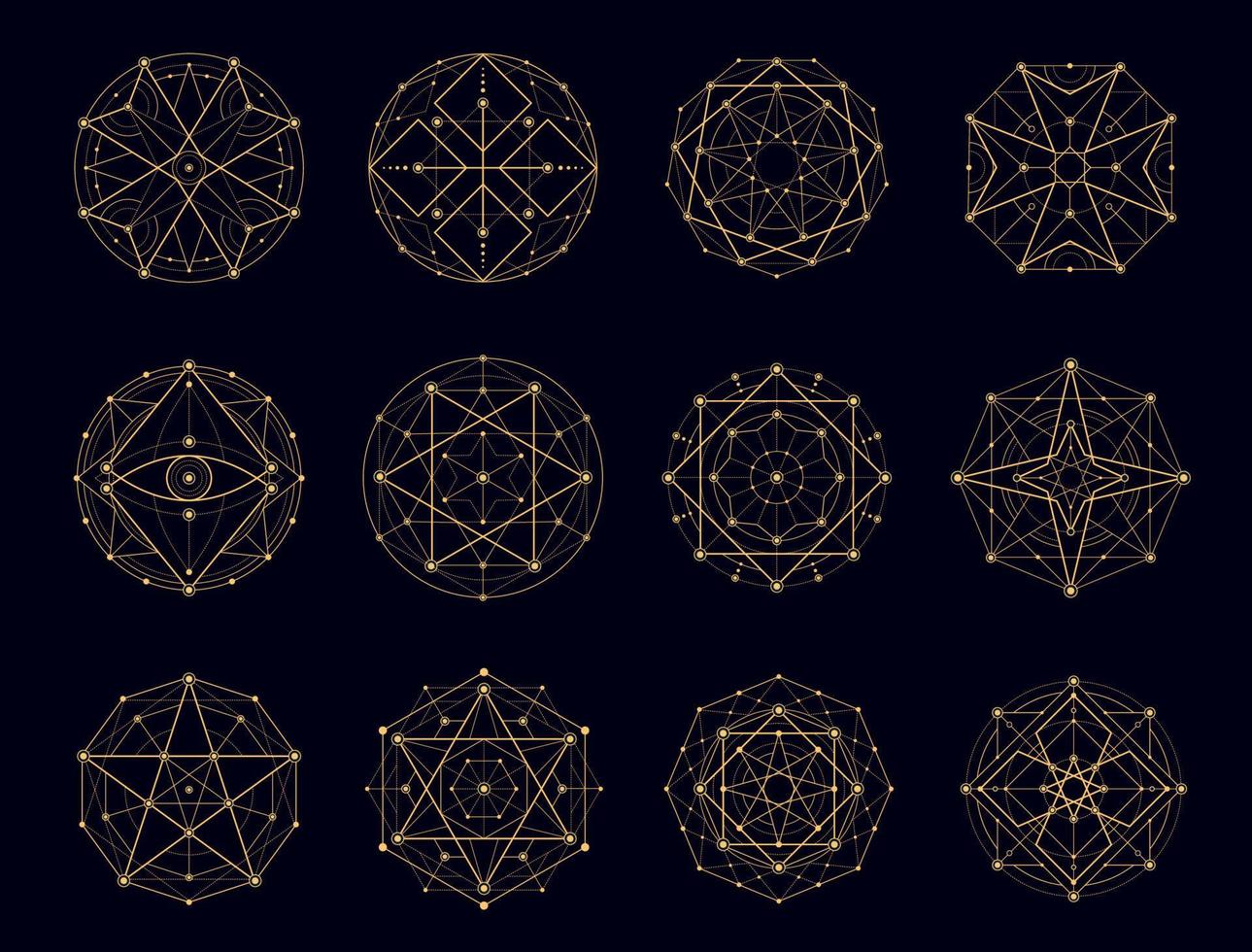 heilige geometrie esoterik, magie, alchemiesymbole vektor