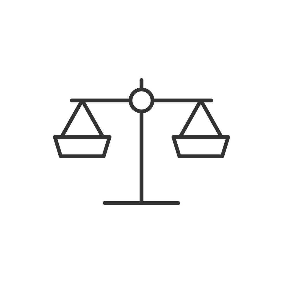 Waagen-Balance-Symbol im flachen Stil. Gerechtigkeitsvektorillustration auf weißem getrenntem Hintergrund. Urteil Geschäftskonzept. vektor