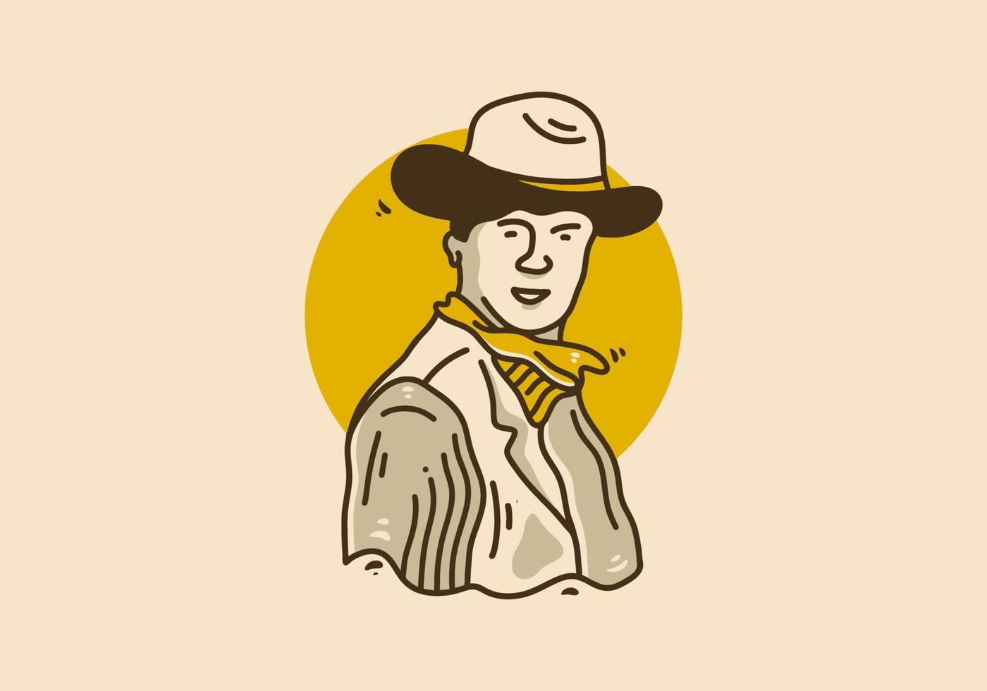 illustration design av man bär cowboy hatt vektor