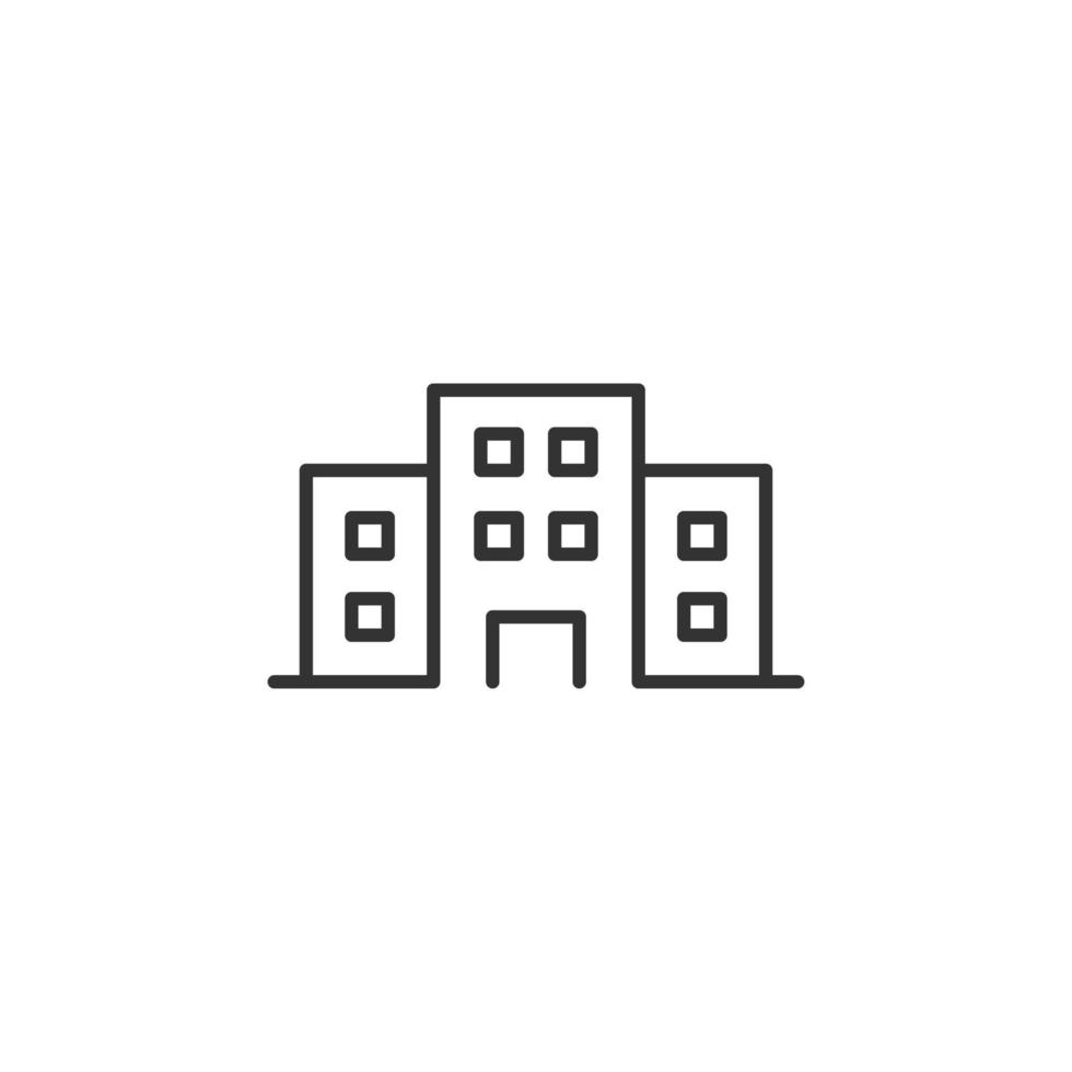 kontor byggnad tecken ikon i platt stil. lägenhet vektor illustration på isolerat bakgrund. arkitektur företag begrepp.