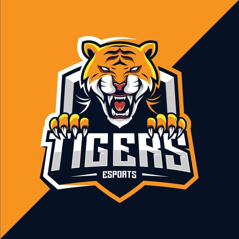 Tiger-Maskottchen-Esport-Logo-Design vektor