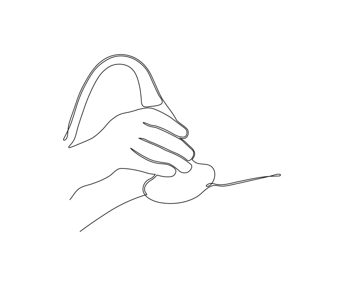 die hand macht einen von hand gezeichneten ultraschall, monoline, eine strichzeichnung. Logo vektor