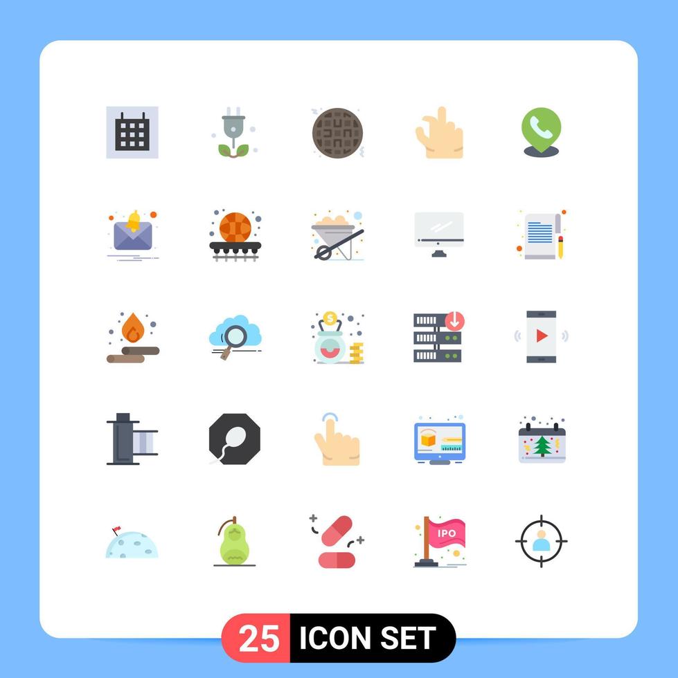 25 användare gränssnitt platt Färg packa av modern tecken och symboler av varna Karta mat telefon zoom redigerbar vektor design element
