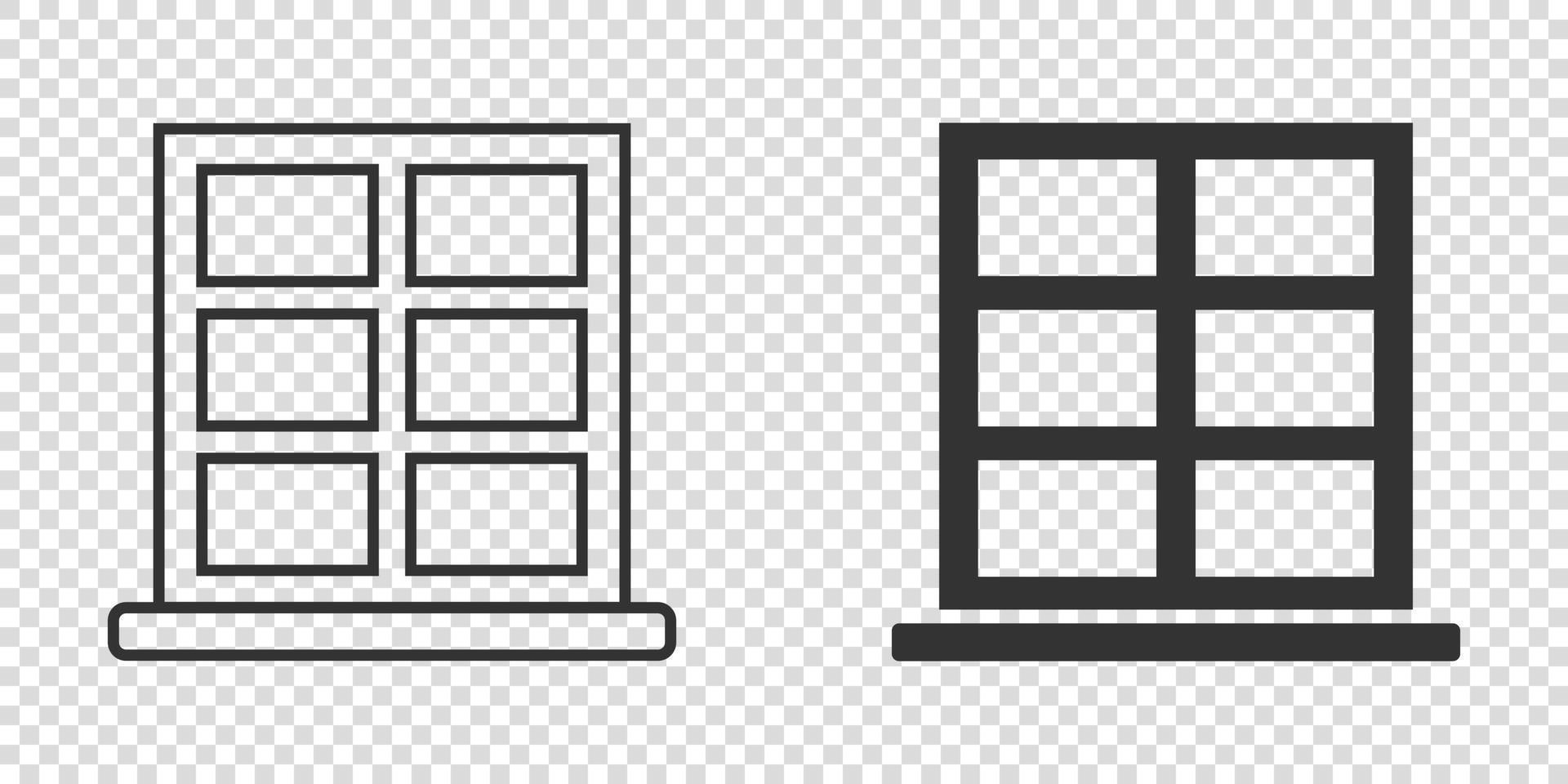 Fenstersymbol im flachen Stil. Flügelvektorillustration auf lokalisiertem Hintergrund. Haus Innenschild Geschäftskonzept. vektor