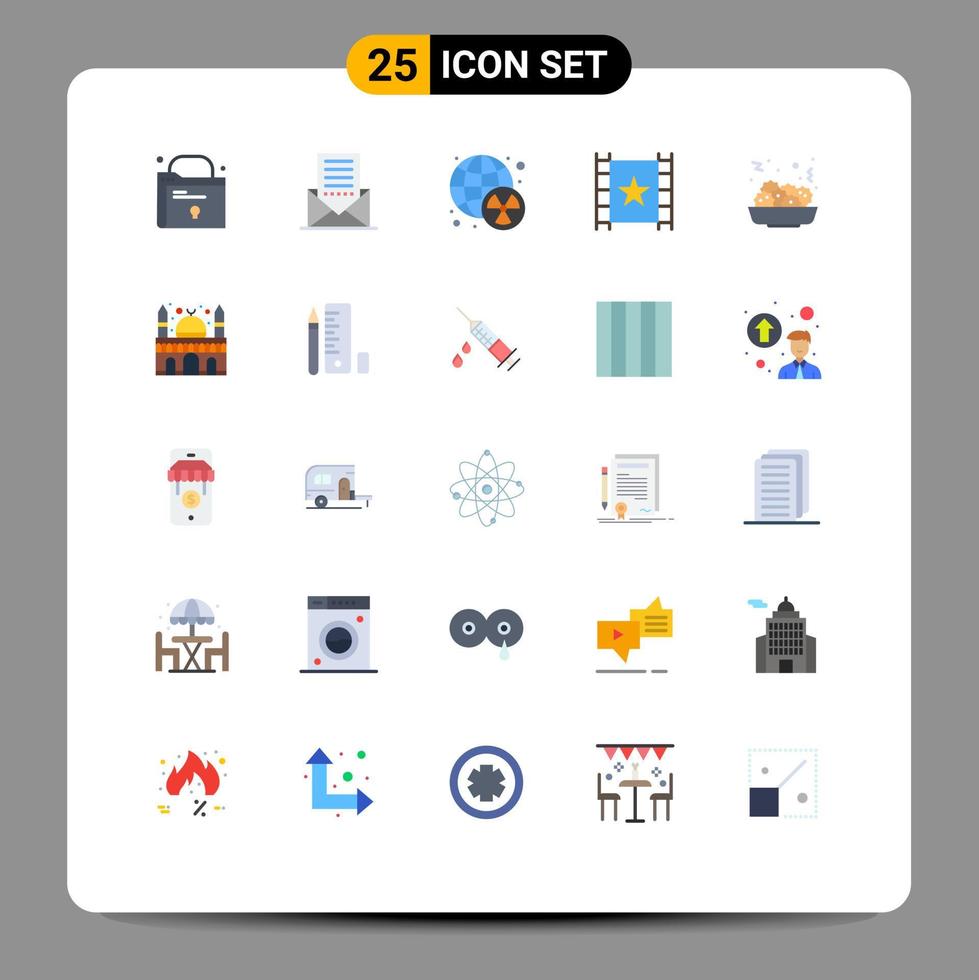 25 universelle Flachfarben für Web- und mobile Anwendungen Lebensmittelstar Nuklearstrom Multimedia-bearbeitbare Vektordesign-Elemente vektor