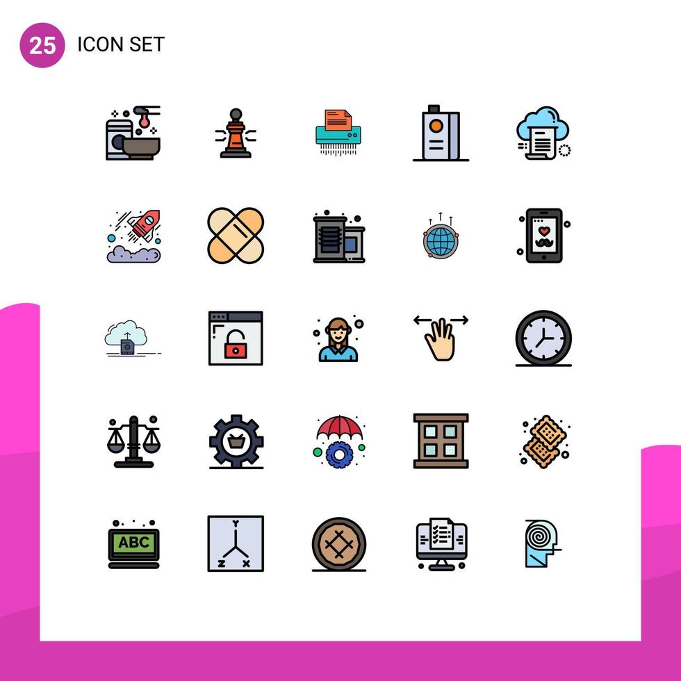 modern uppsättning av 25 fylld linje platt färger pictograph av och kontor kung information data redigerbar vektor design element