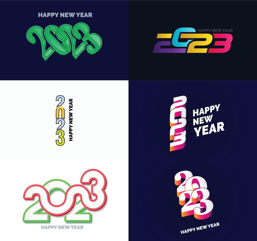 große reihe von 2023 frohes neues jahr logo text design 2023 zahlenentwurfsvorlage vektor