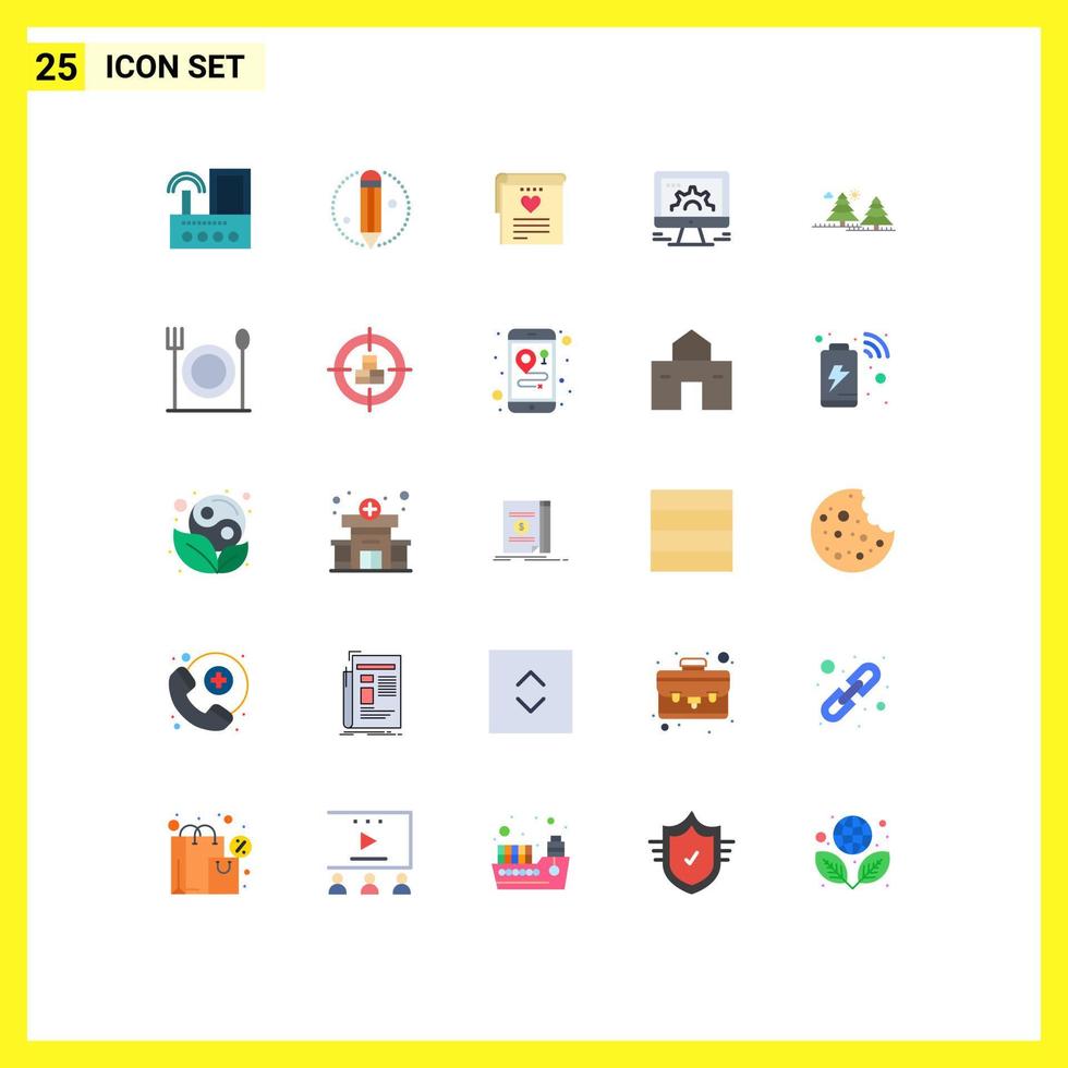 25 kreative Symbole, moderne Zeichen und Symbole der Dateieinstellungen für den sozialen Markt des Waldes, computerbearbeitbare Vektordesign-Elemente vektor