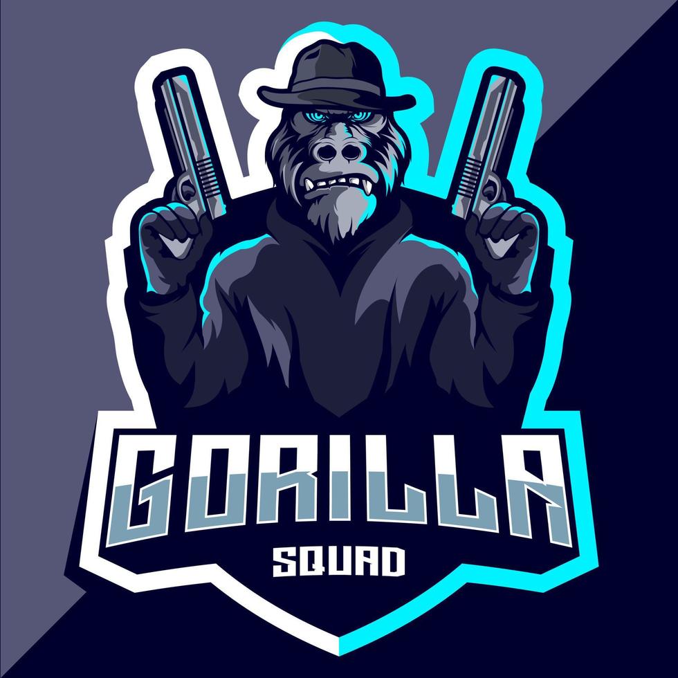 Gorilla Squad Esport-Logo-Design vektor