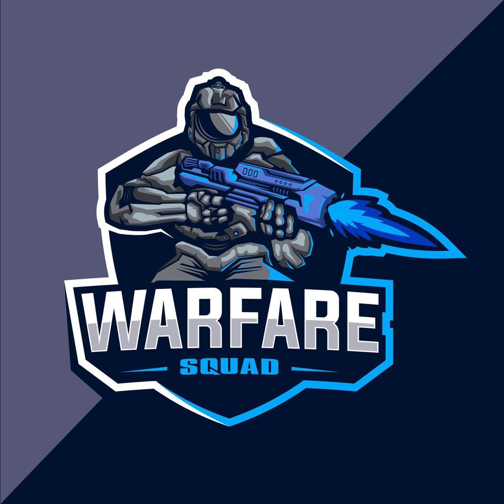 Warfare Squad Esport-Logo-Design vektor