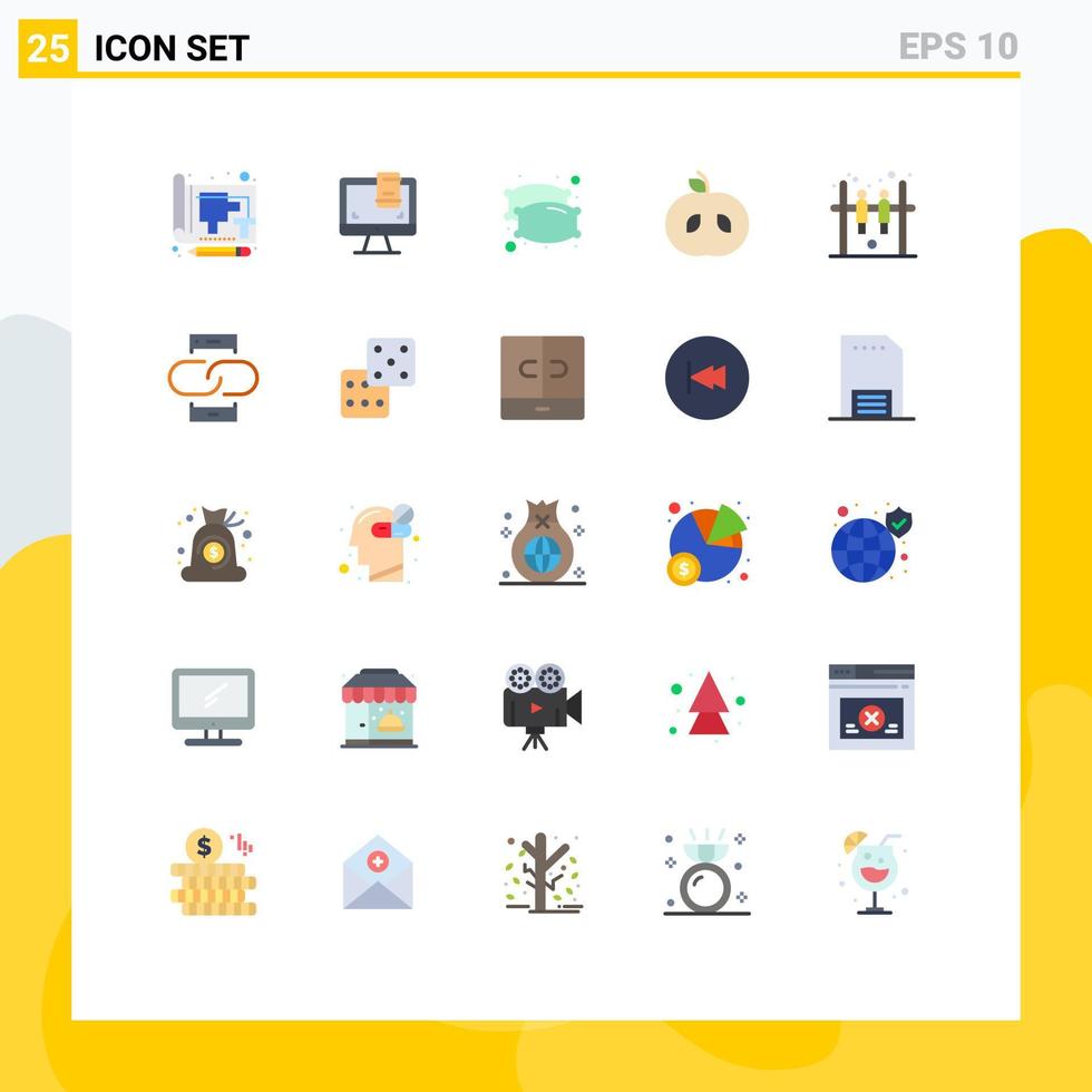 användare gränssnitt packa av 25 grundläggande platt färger av spel frukt skärm mat sömn redigerbar vektor design element